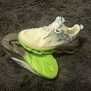 White and Green Athletic Sneakers